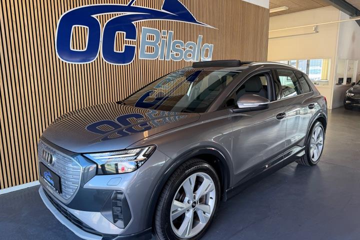 Grå Audi Q4 e-tron fra 2022 set udefra