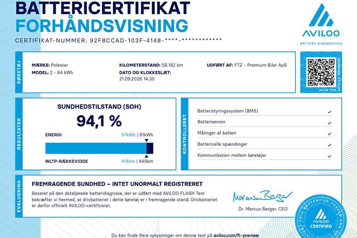 Grå Polestar 2 fra 2022