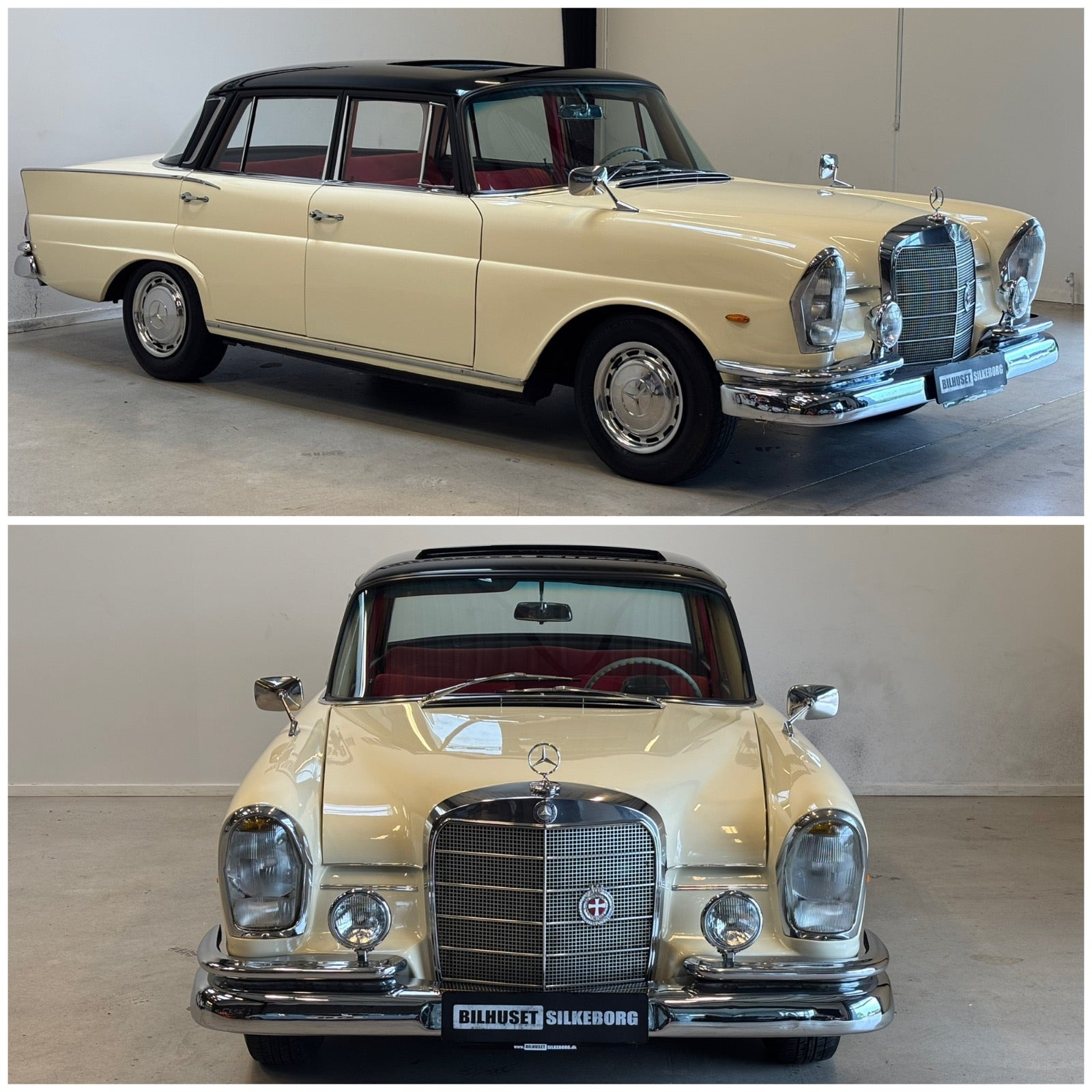 Rød Mercedes 220 SE fra 1963