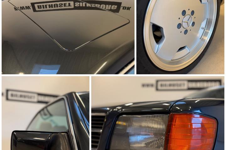 Blå Mercedes 560 SEC fra 1986