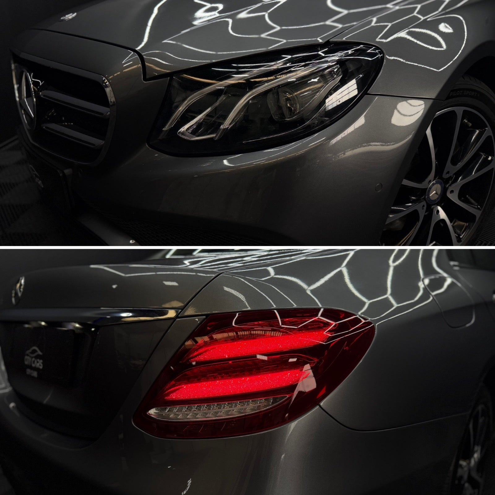 Grå Mercedes E220 d fra 2017