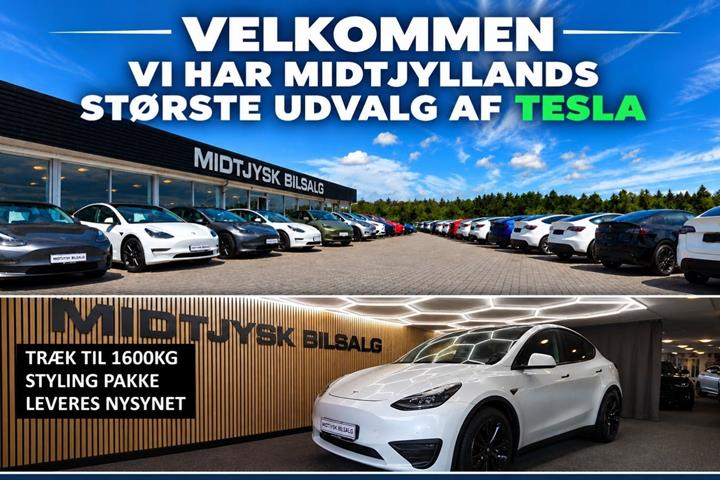 Hvid Tesla Model Y fra 2021