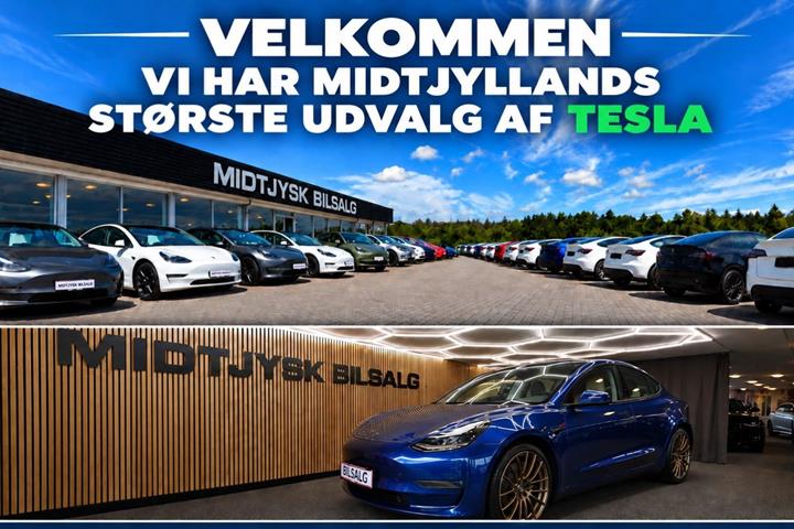 Blå Tesla Model 3 fra 2022