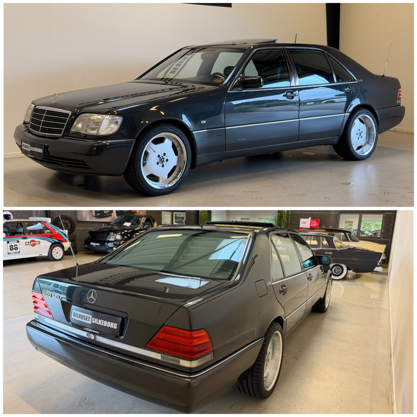Gul Mercedes 600 SEL fra 1991