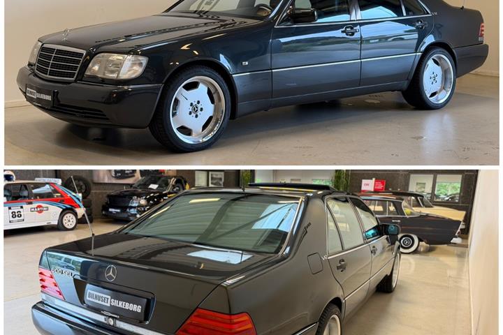 Gul Mercedes 600 SEL fra 1991
