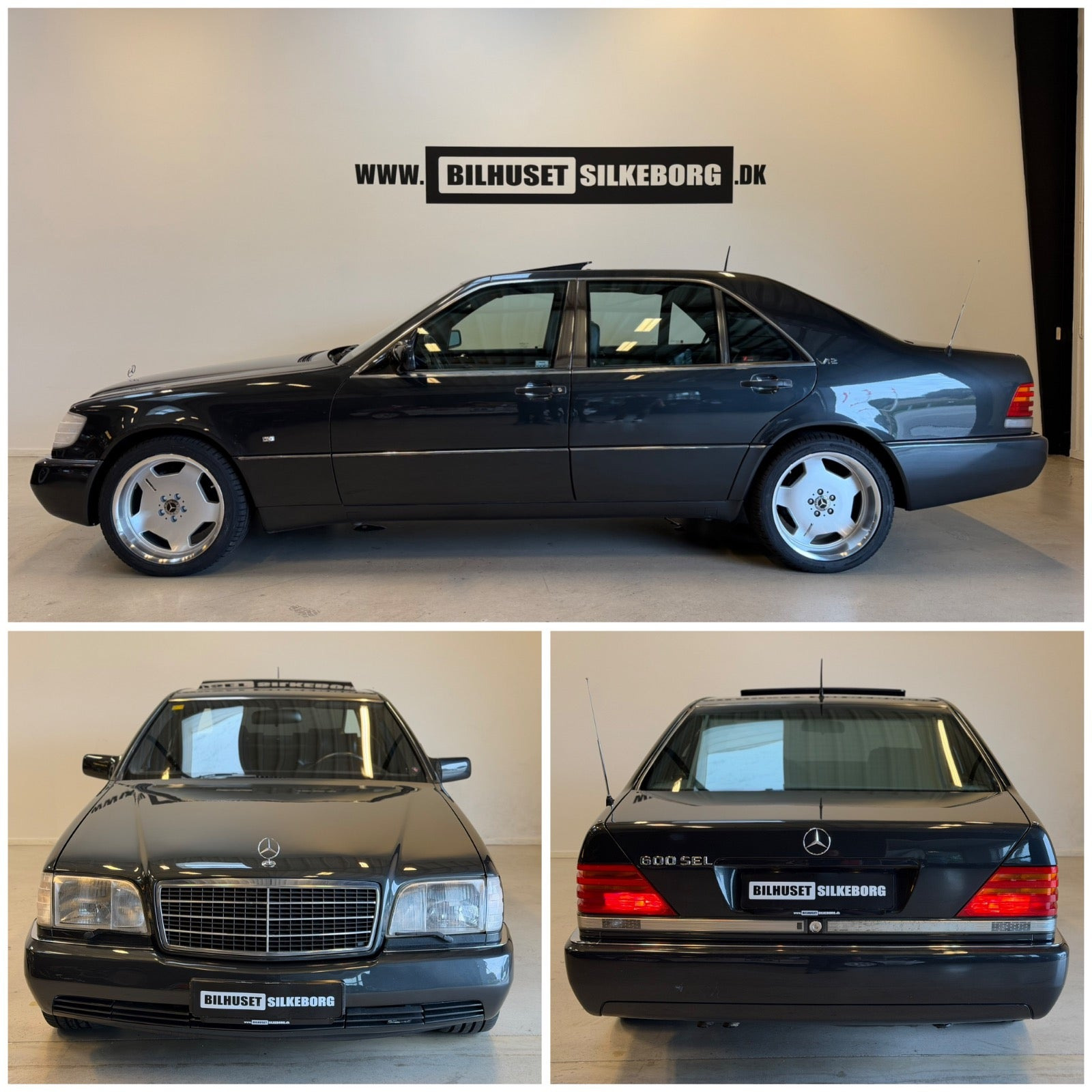 Gul Mercedes 600 SEL fra 1991