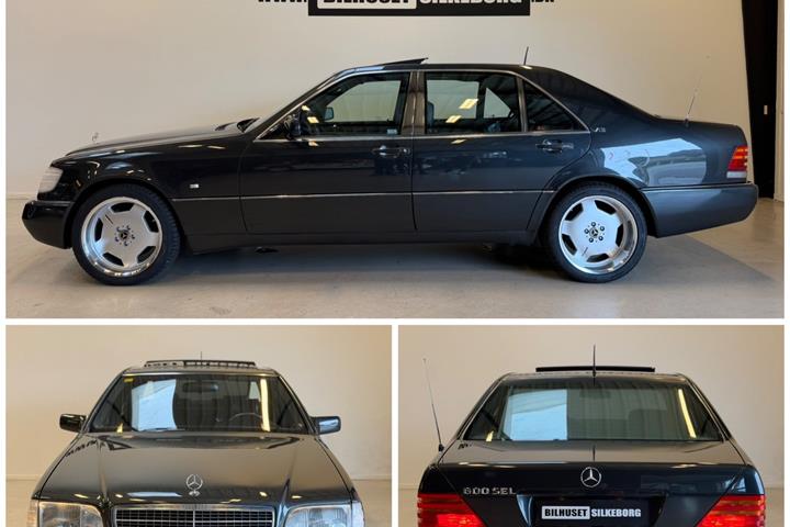 Gul Mercedes 600 SEL fra 1991