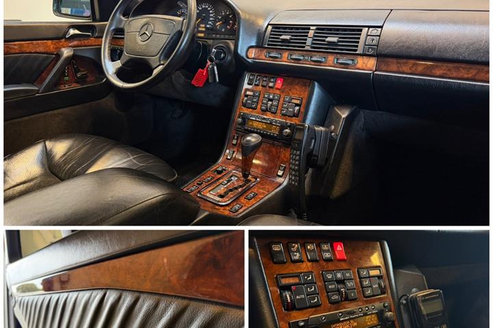 Gul Mercedes 600 SEL fra 1991