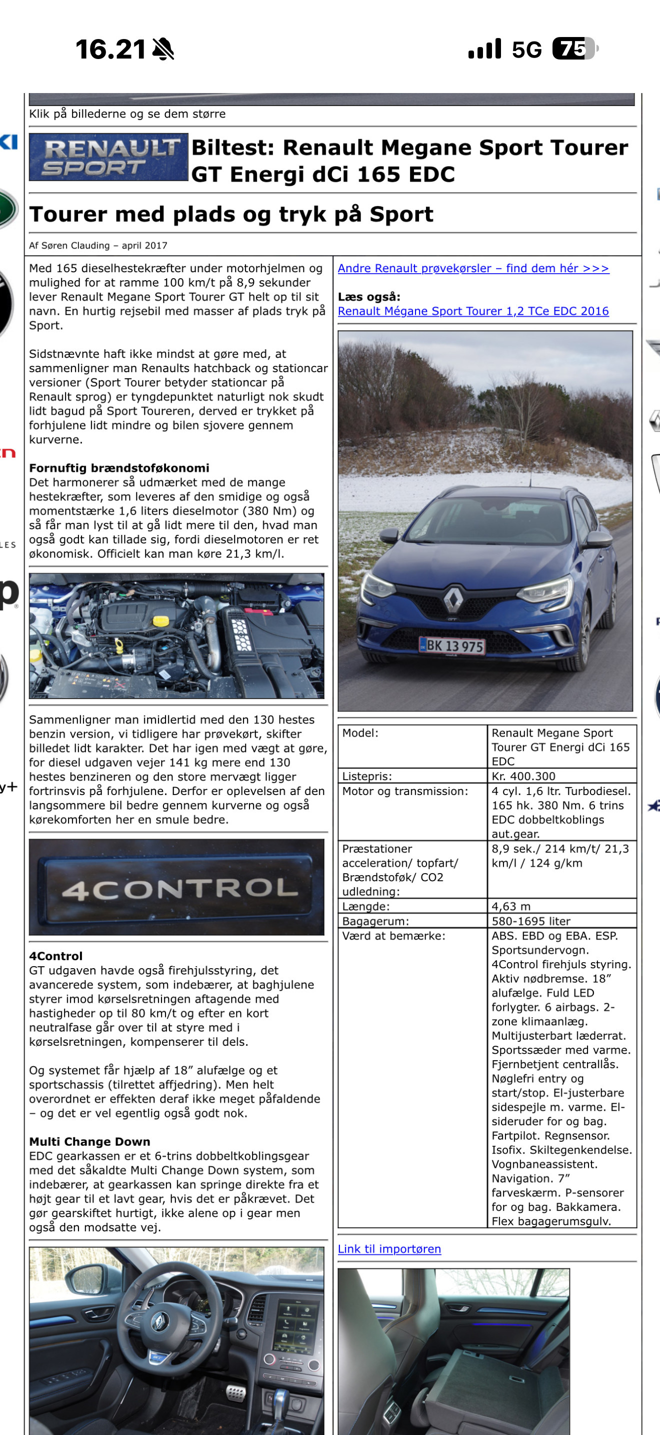 Blå Renault Mégane fra 2017