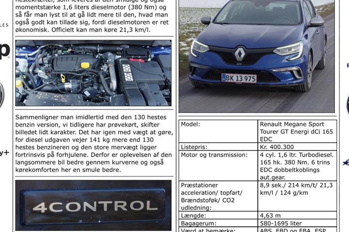 Blå Renault Mégane fra 2017