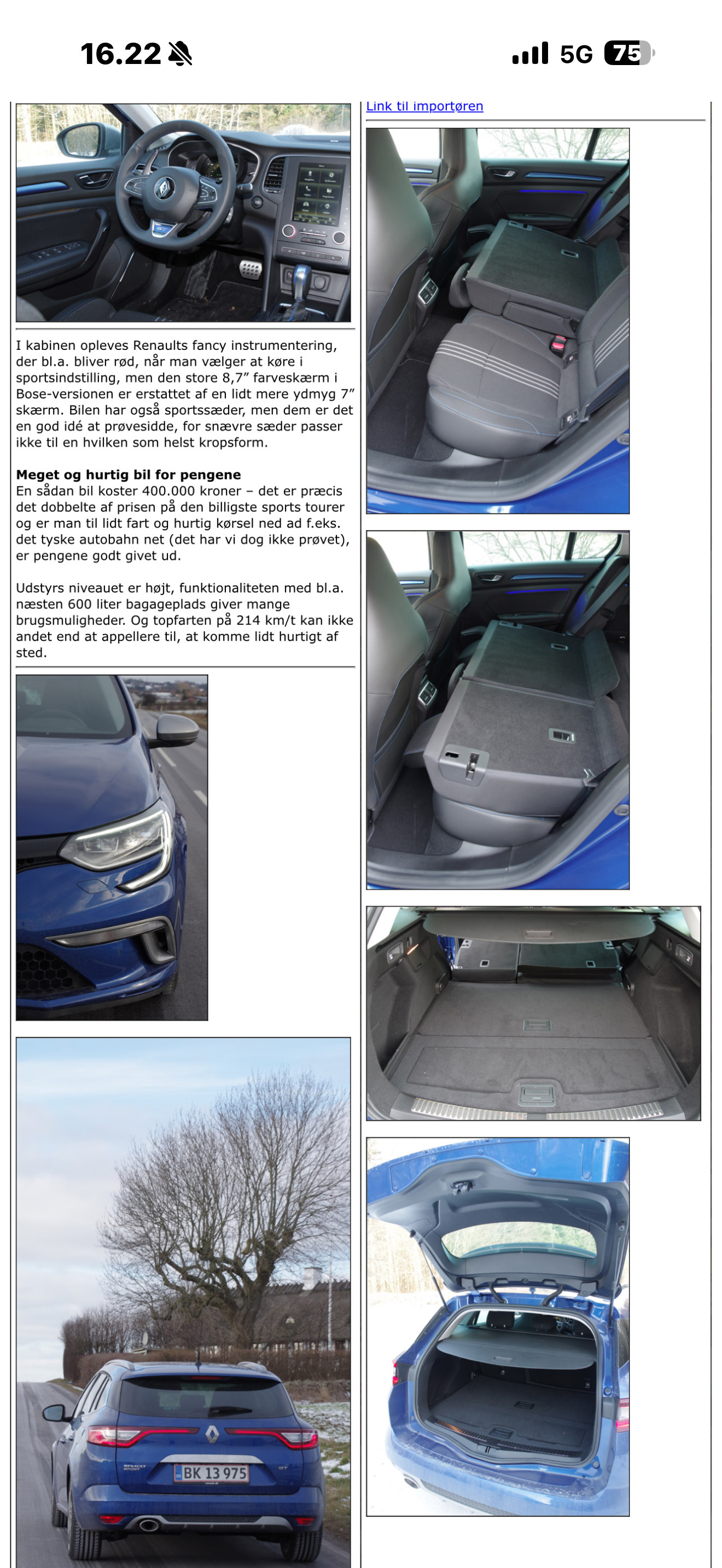 Blå Renault Mégane fra 2017