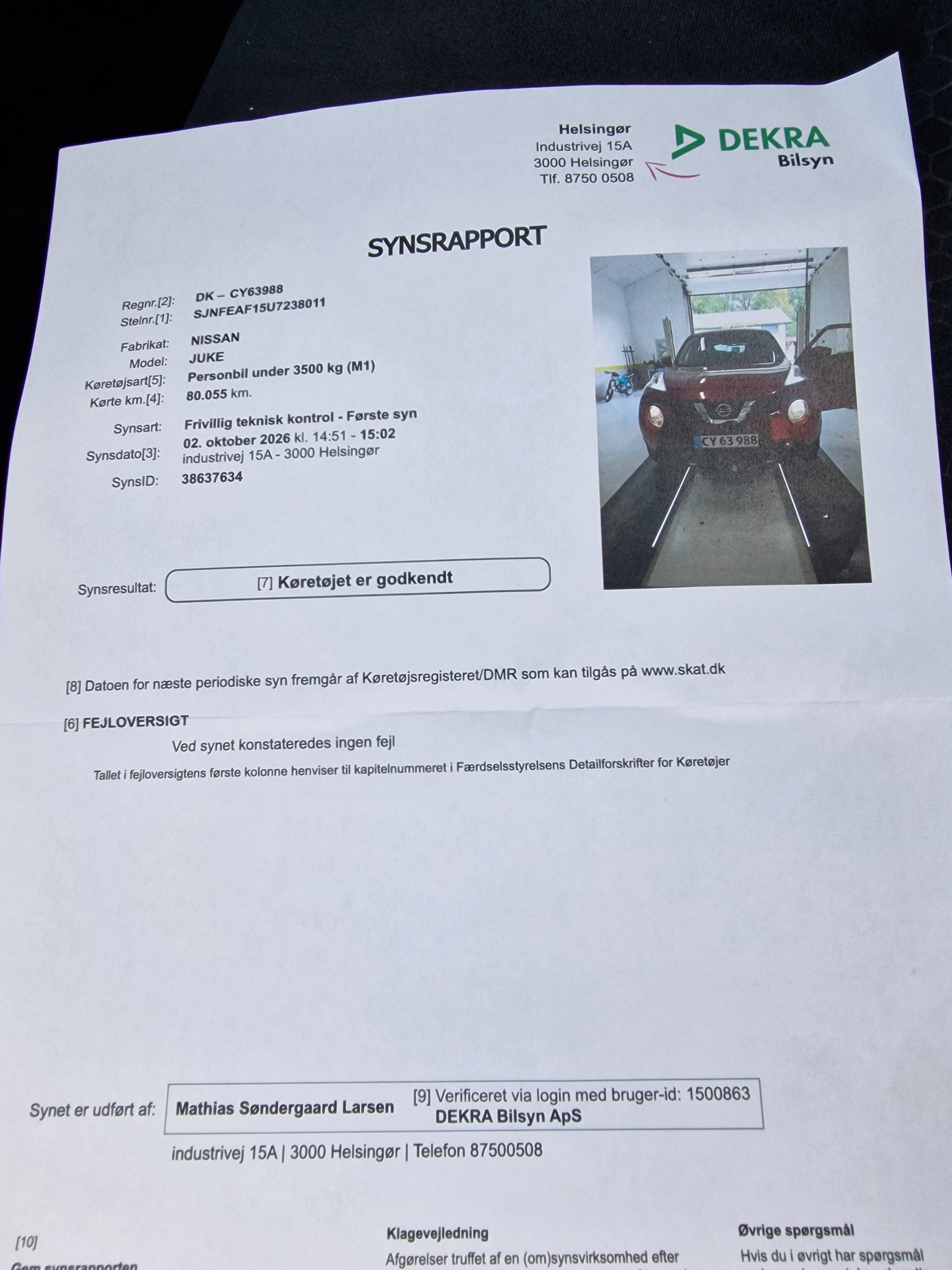 Rød Nissan Juke fra 2016