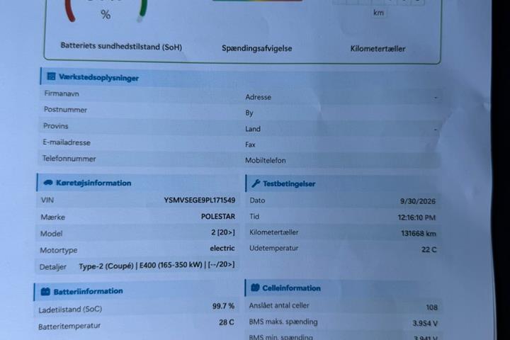 Sort Polestar 2 fra 2023