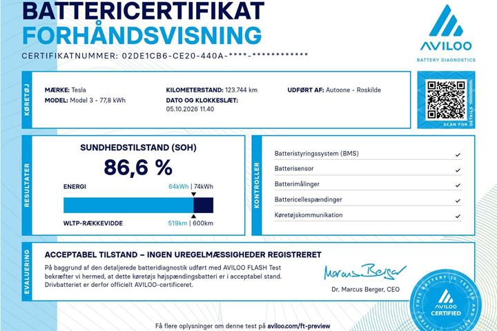 Rød Tesla Model 3 fra 2019