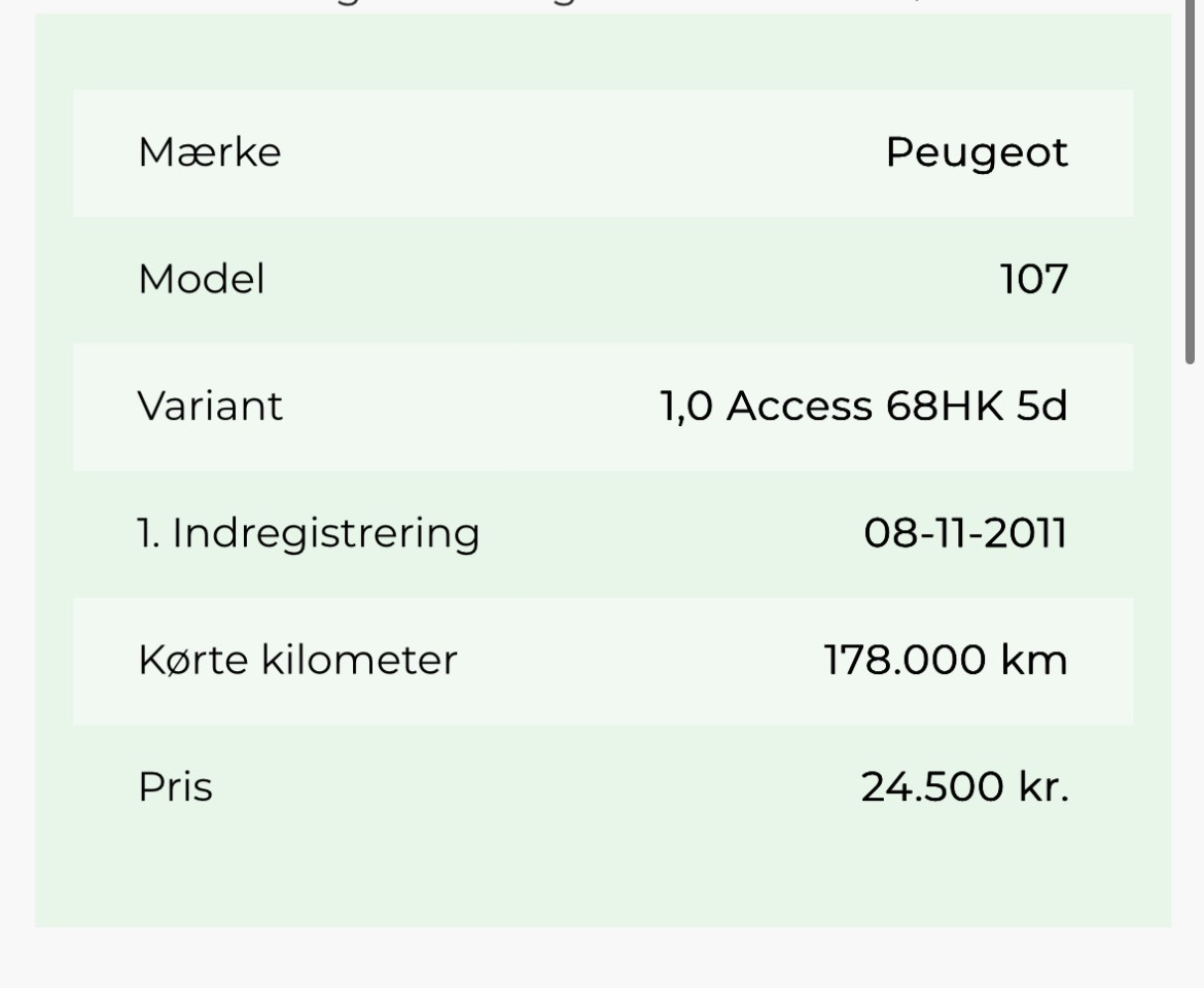 Hvid Peugeot 107 fra 2011