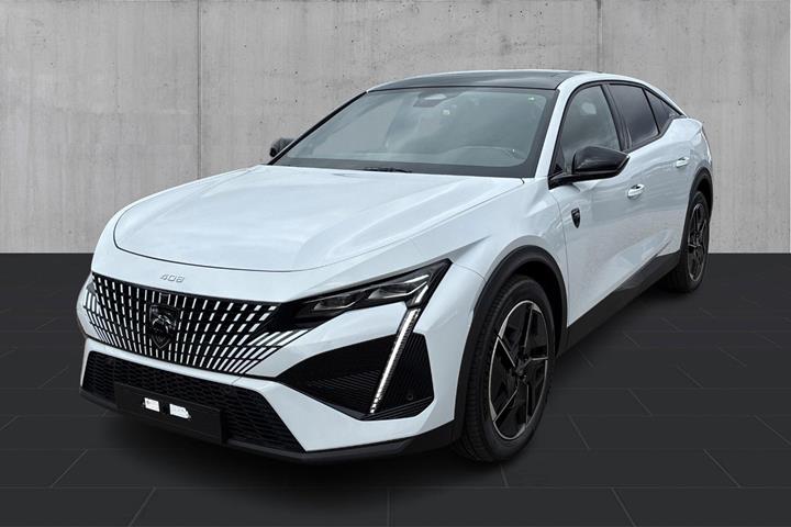 Grå Peugeot e-408 fra 2026 set udefra
