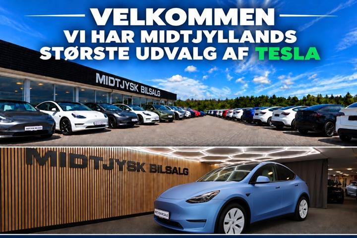 Blå Tesla Model Y fra 2022