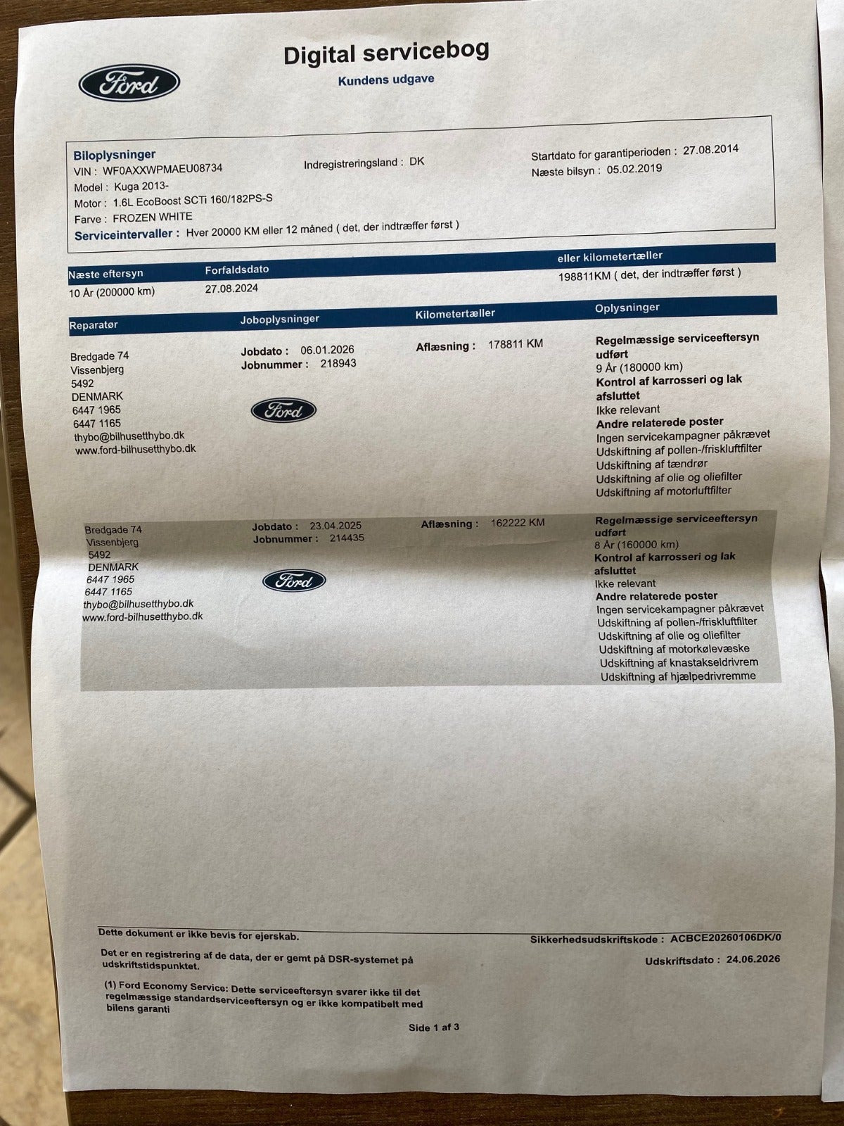 Hvid Ford Kuga fra 2013