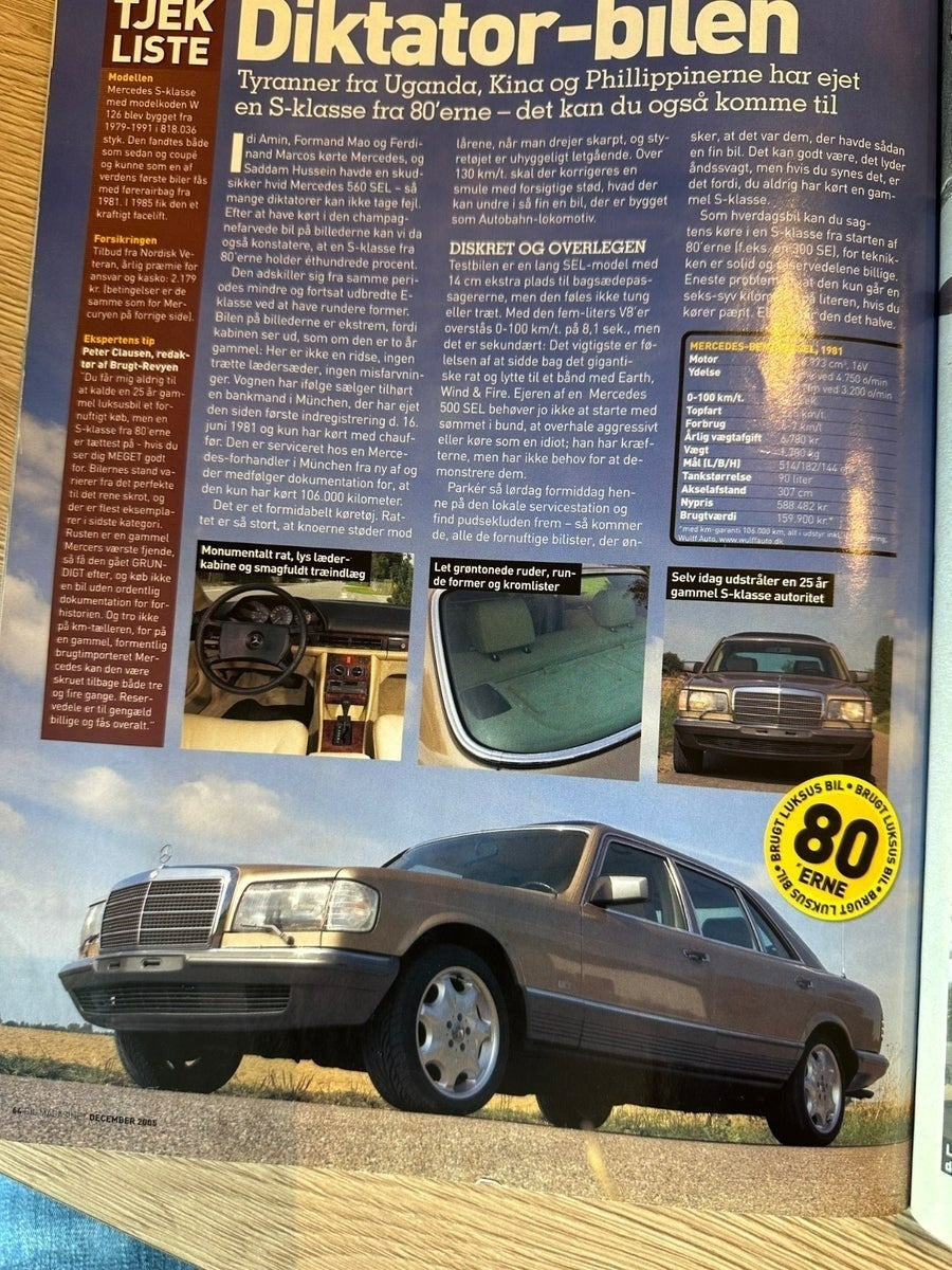 Beige Mercedes 500 SEL fra 1981