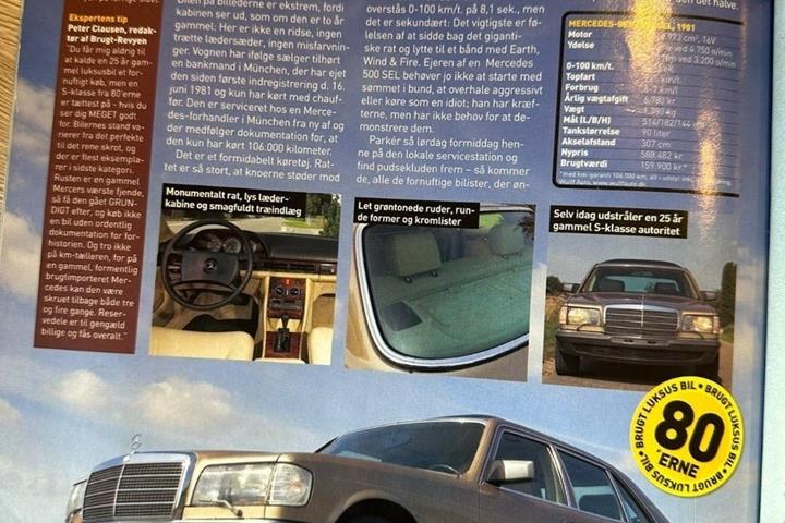 Beige Mercedes 500 SEL fra 1981