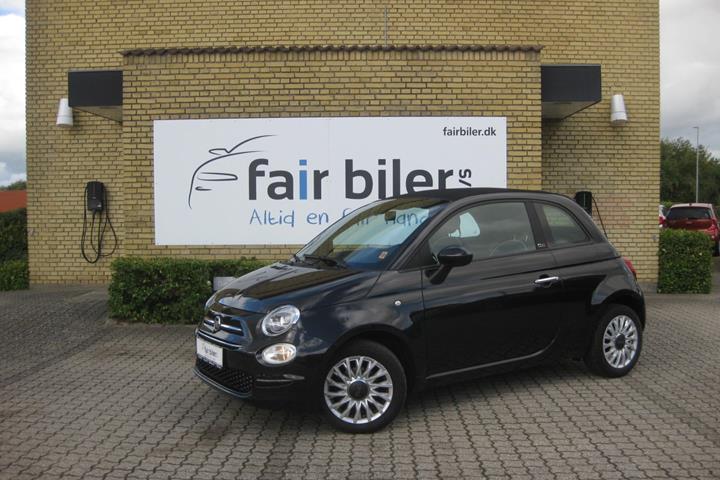 Sort Fiat 500C fra 2021 set udefra