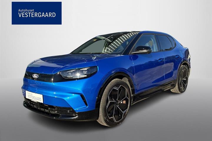 Blå Ford Capri fra 2025 set udefra