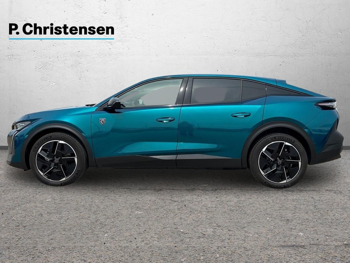 Blå Peugeot e-408 fra 2025
