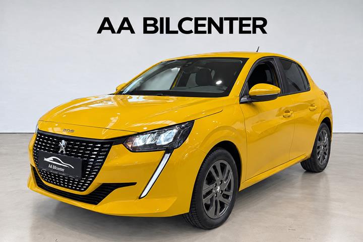 Gul Peugeot 208 fra 2021 set udefra