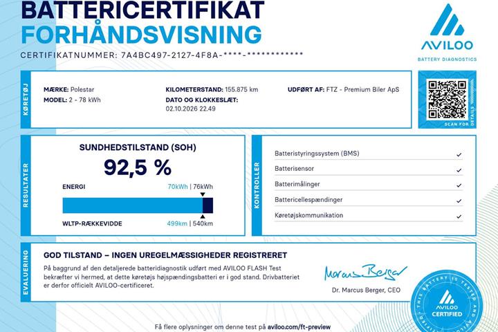 Sort Polestar 2 fra 2022
