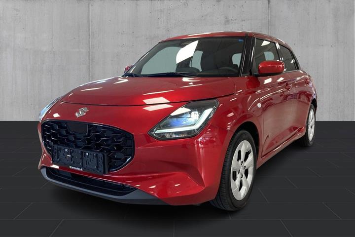 Rød Suzuki Swift fra 2024 set udefra