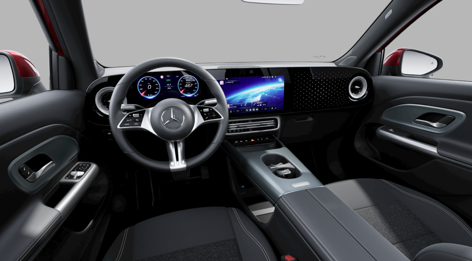 Rød Mercedes GLB250+ fra 2026