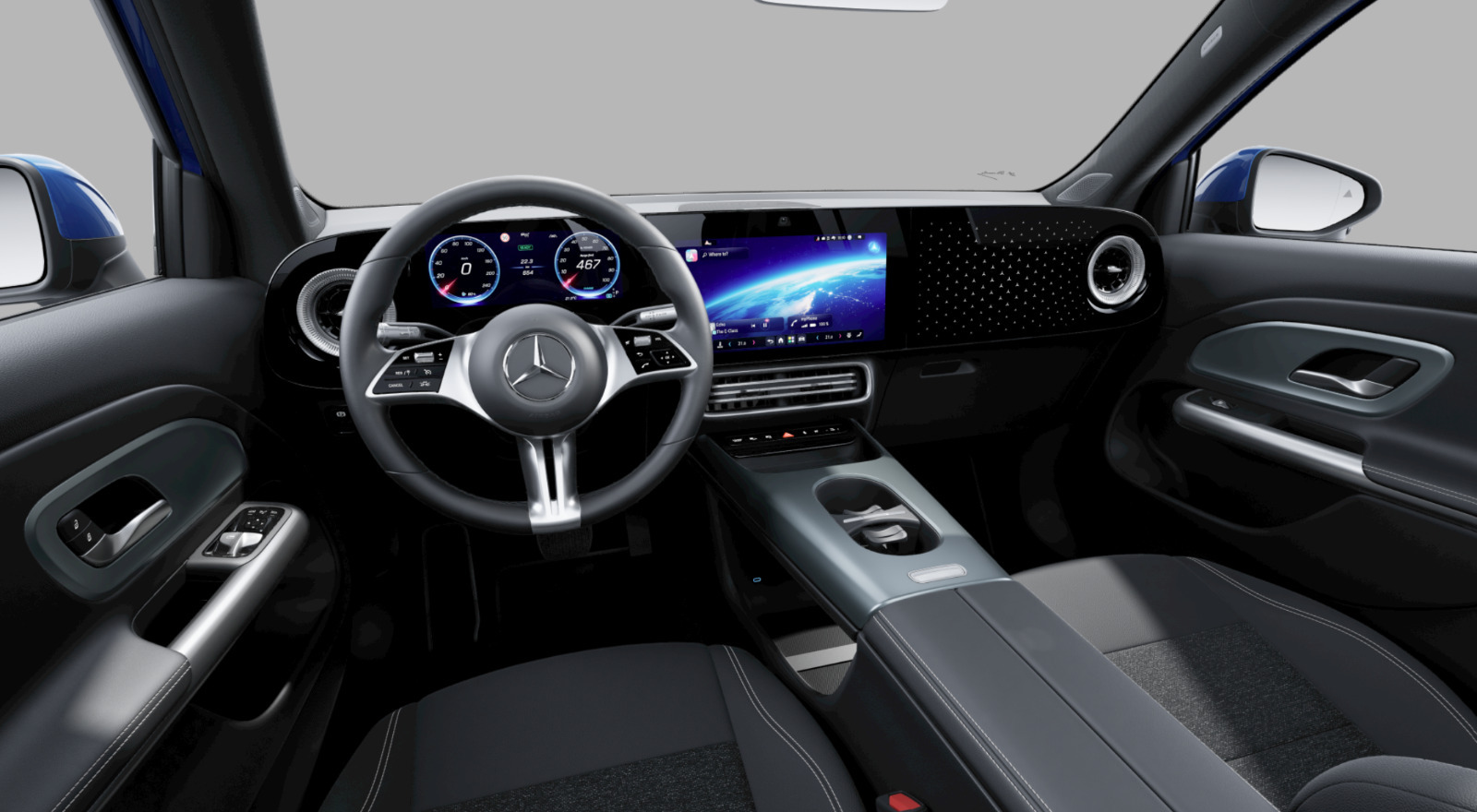 Blå Mercedes GLB250+ fra 2026