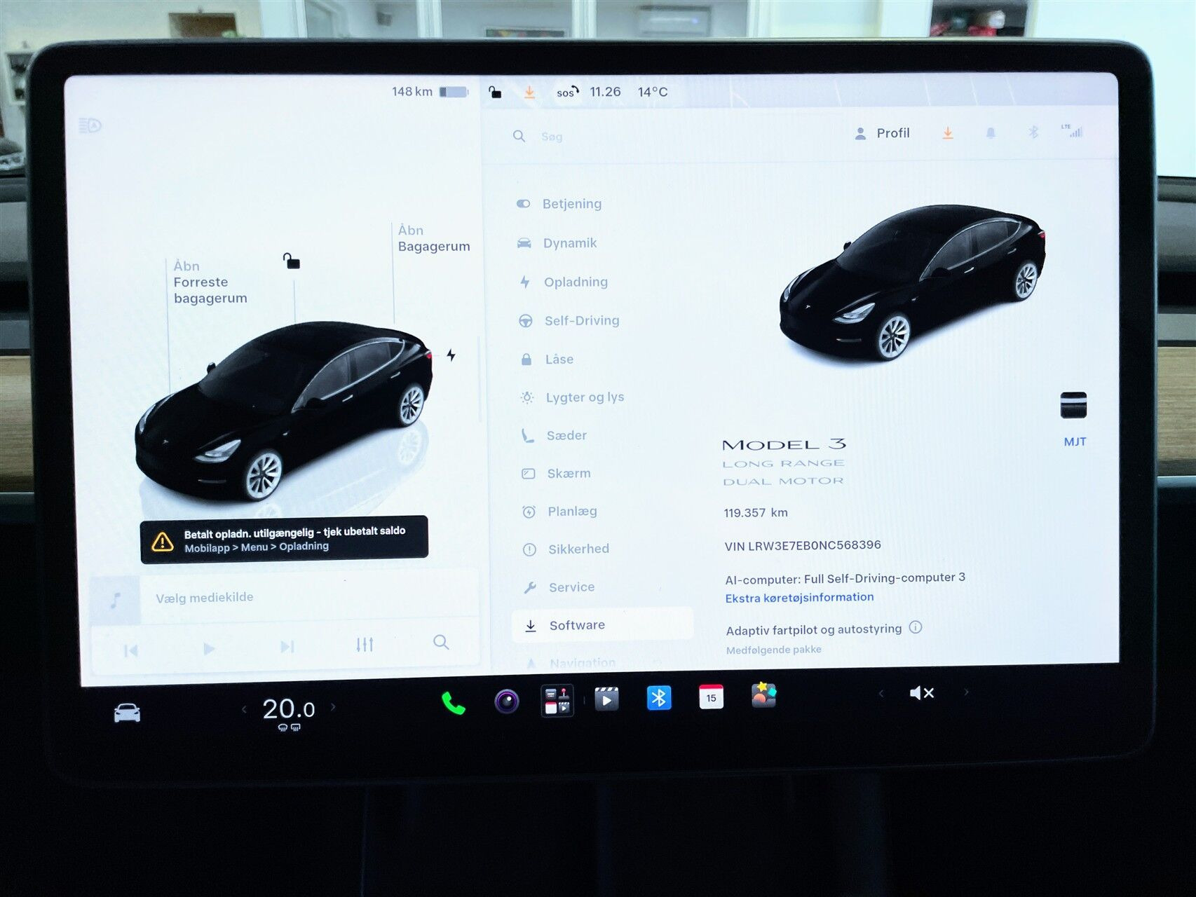Sort Tesla Model 3 fra 2022