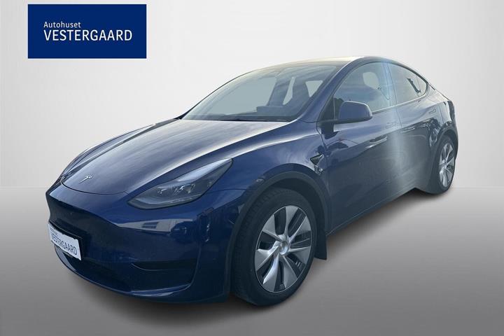 Blå Tesla Model Y fra 2023