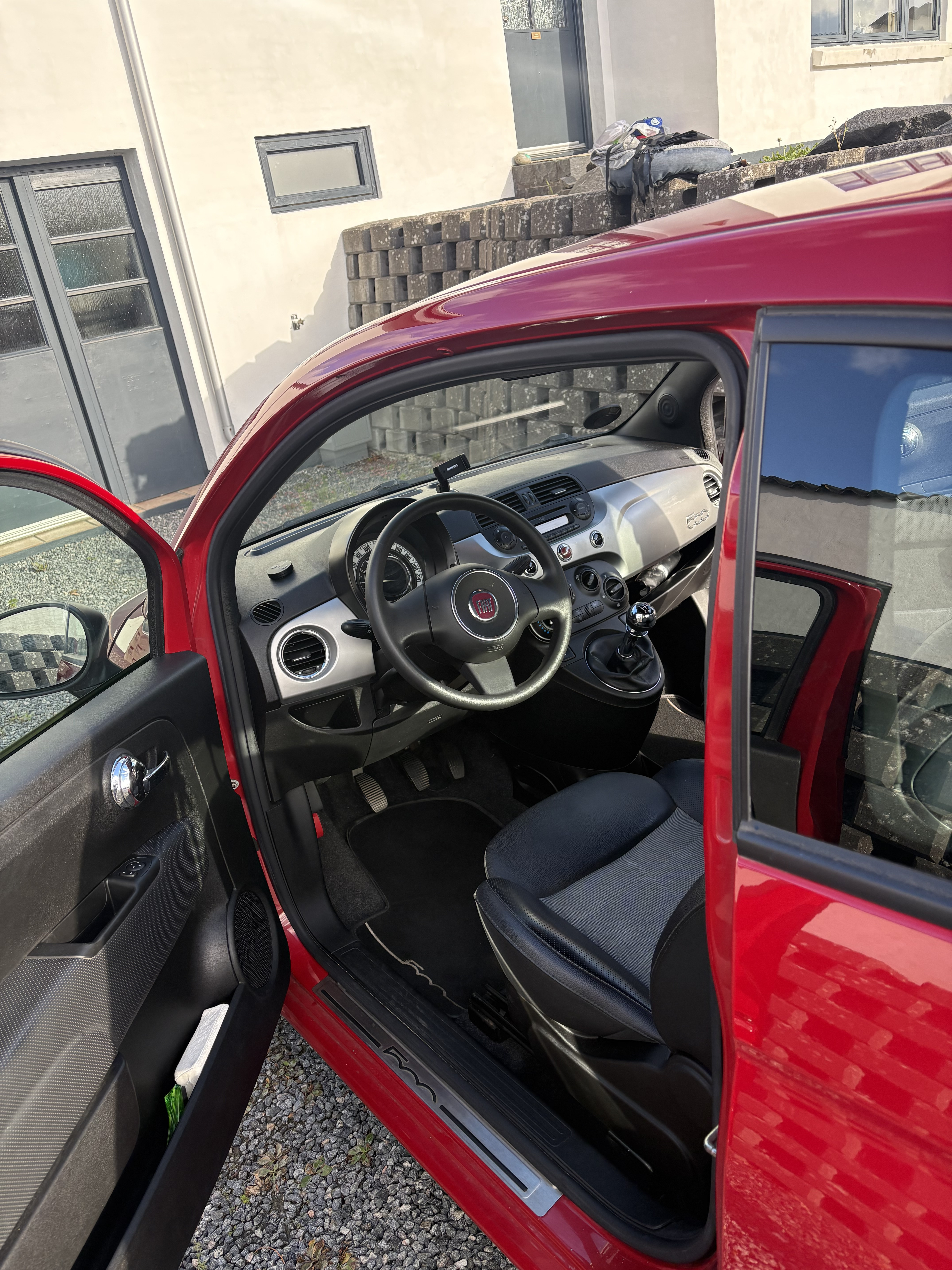 Rød Fiat 500 fra 2012