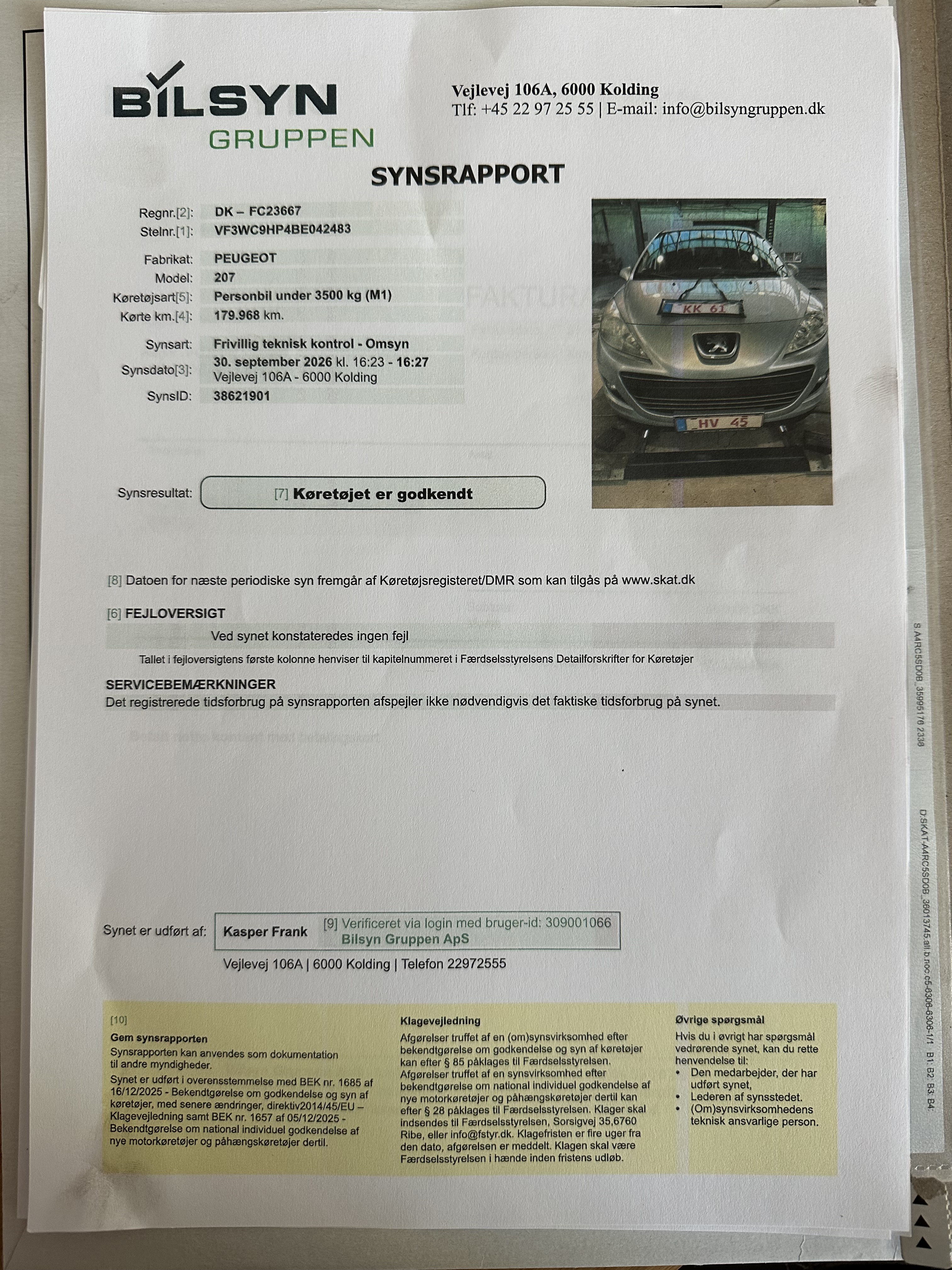 Grøn Peugeot 207 fra 2011