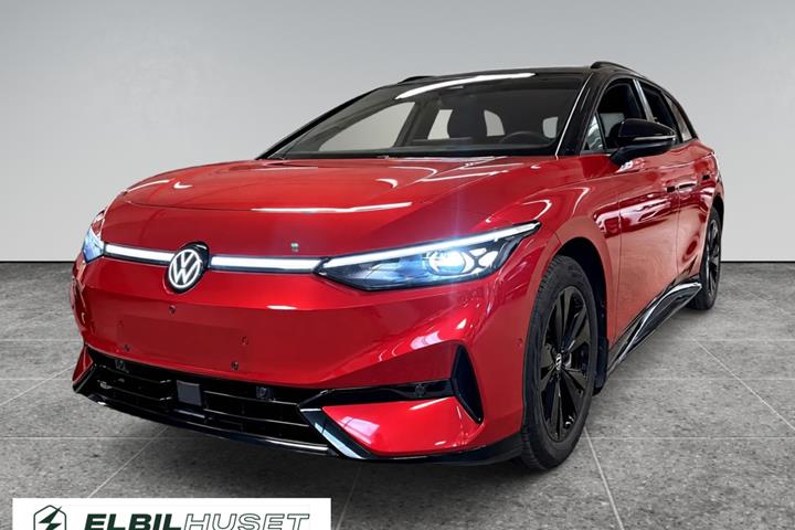 Rød VW ID.7 fra 2025 set udefra