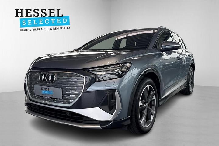 Blå Audi Q4 e-tron fra 2021 set udefra