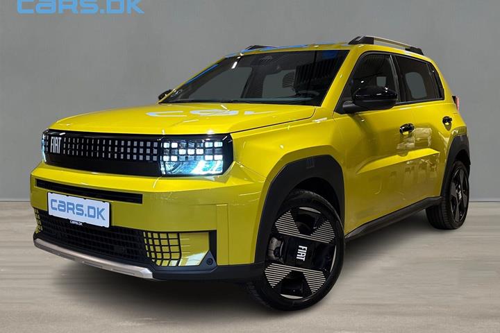 Gul Fiat Grande Panda fra 2025 set udefra