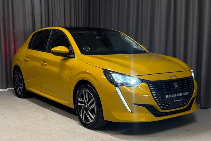 Gul Peugeot 208 fra 2021