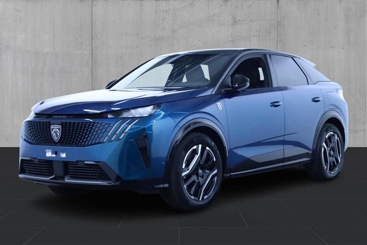Blå Peugeot e-3008 fra 2025