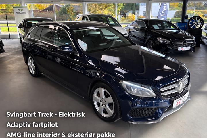 Blå Mercedes C220 d fra 2017