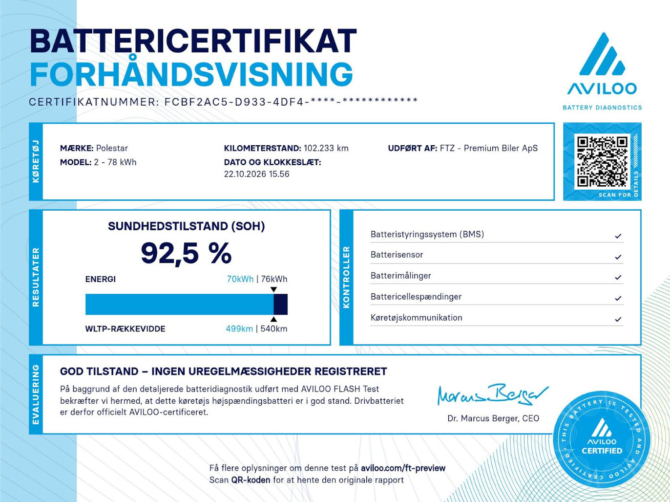 Grå Polestar 2 fra 2021