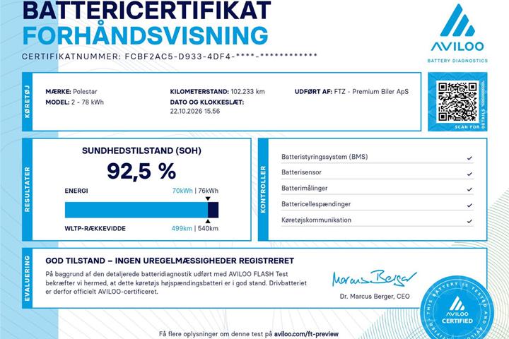 Grå Polestar 2 fra 2021