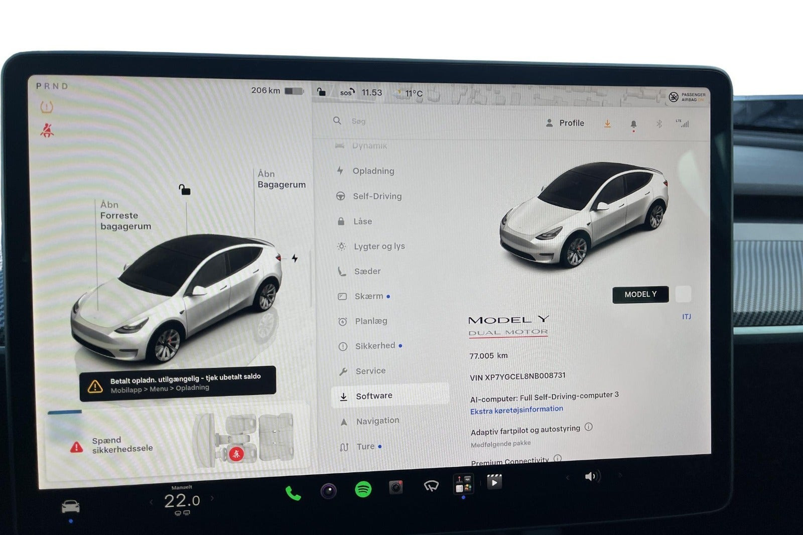 Hvid Tesla Model Y fra 2022
