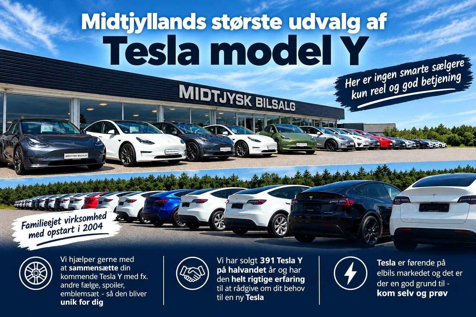 Sølv Tesla Model Y fra 2024