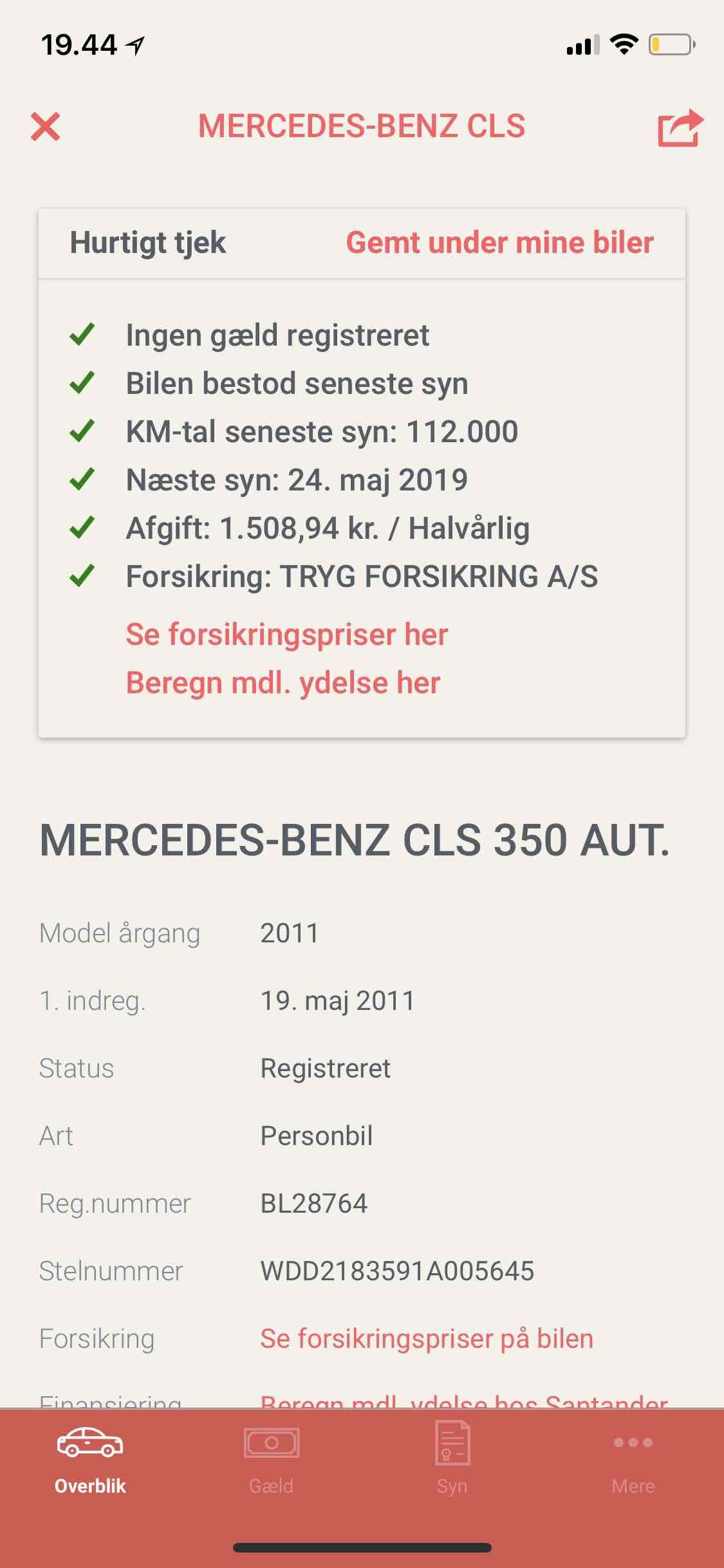 Grå Mercedes CLS350 fra 2011