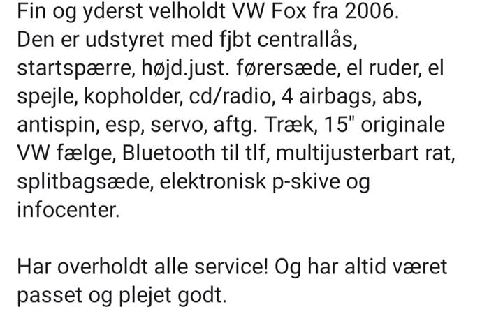 Sort VW Fox fra 2006