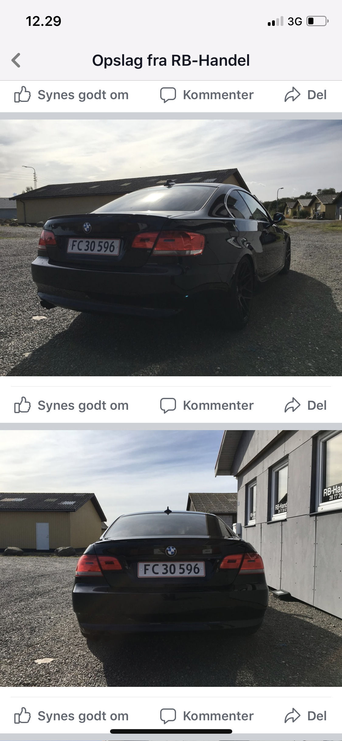 Sort BMW 325 fra 2007