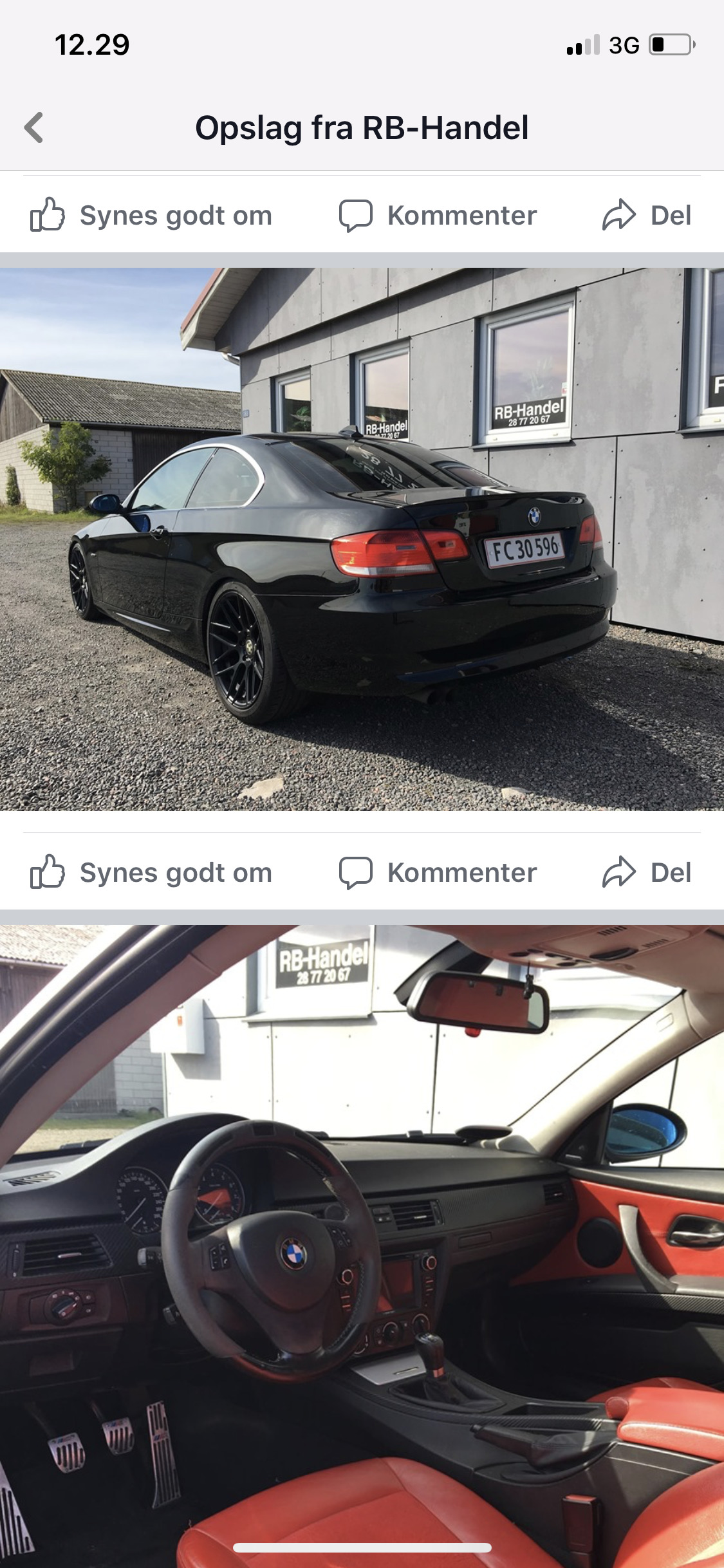 Sort BMW 325 fra 2007